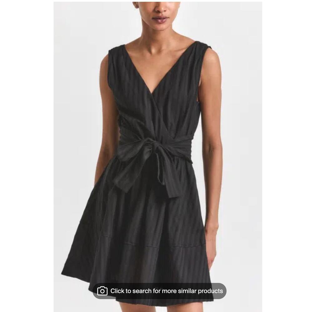 Derek Lam 10 Crosby Abby Black Cotton Tie Waist Mini Dress Sz 0 NWT $425 - Picture 3 of 16